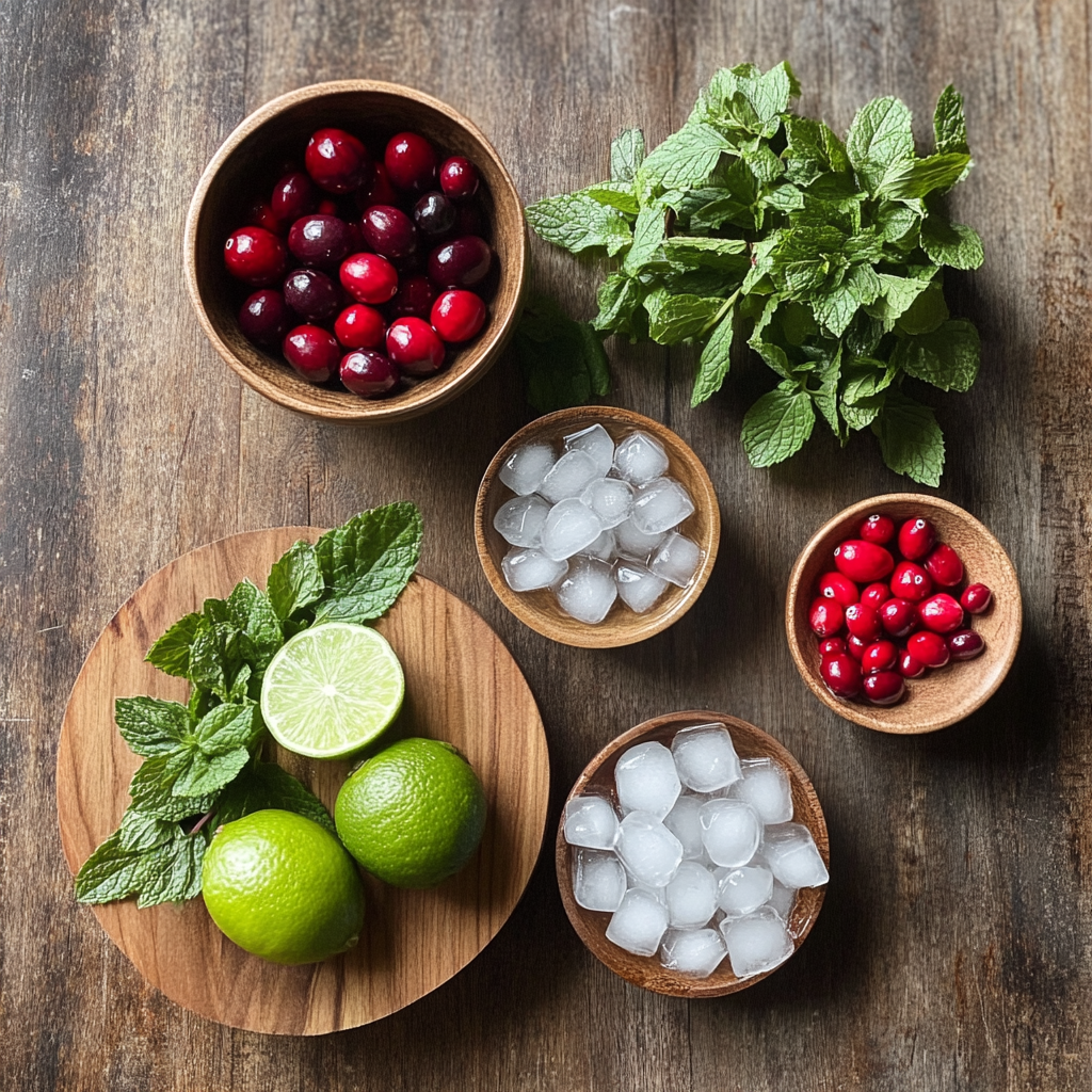 Christmas Cranberry Mojito Recipe for Festive Cheers ingredients