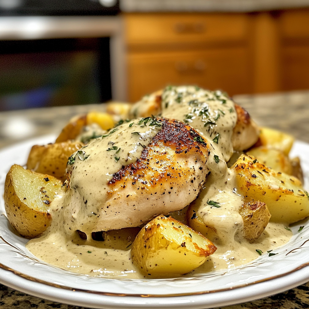 Heavenly Chicken and Potatoes with Dijon Cream Sauce Delight