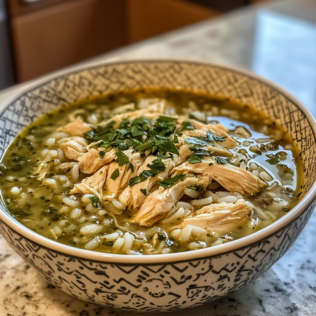 Salsa Verde Chicken and Rice Soup
