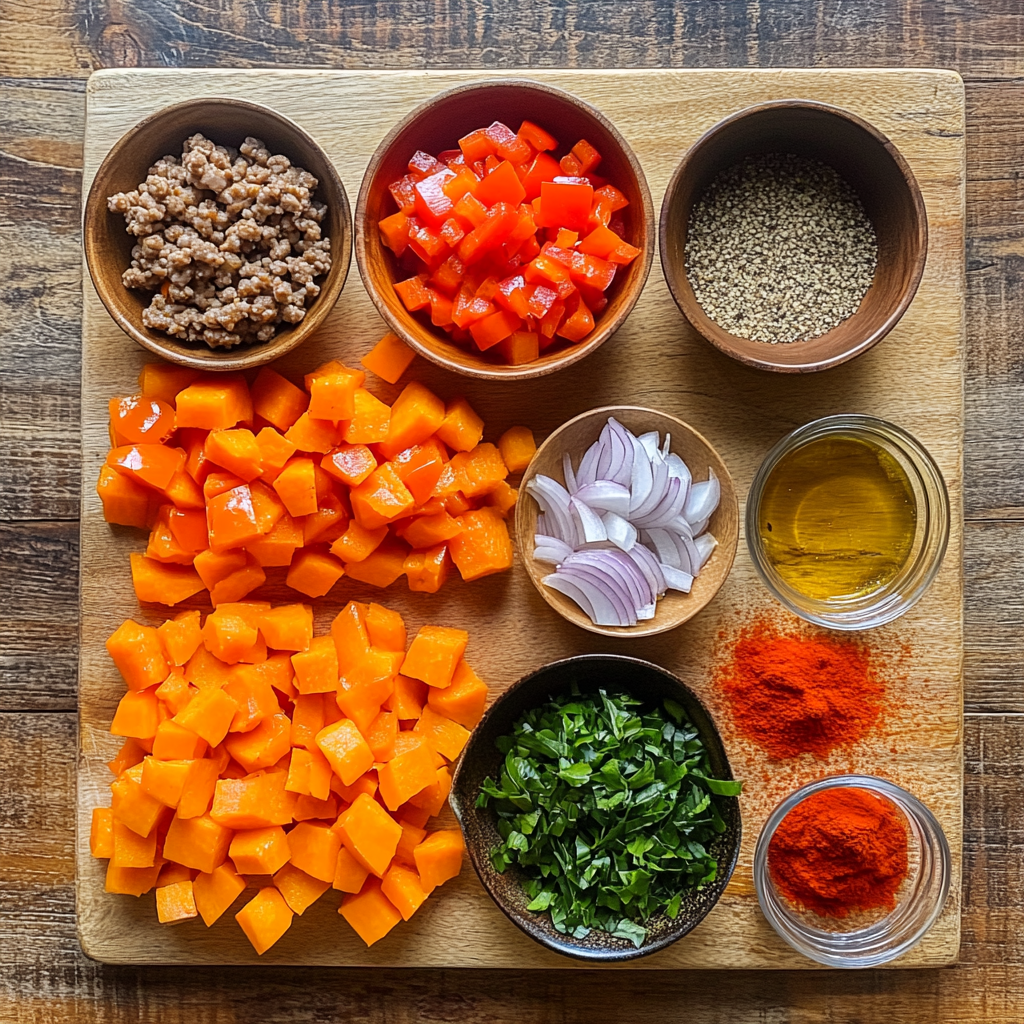 Sweet Potato and Ground Turkey Bake ingredients